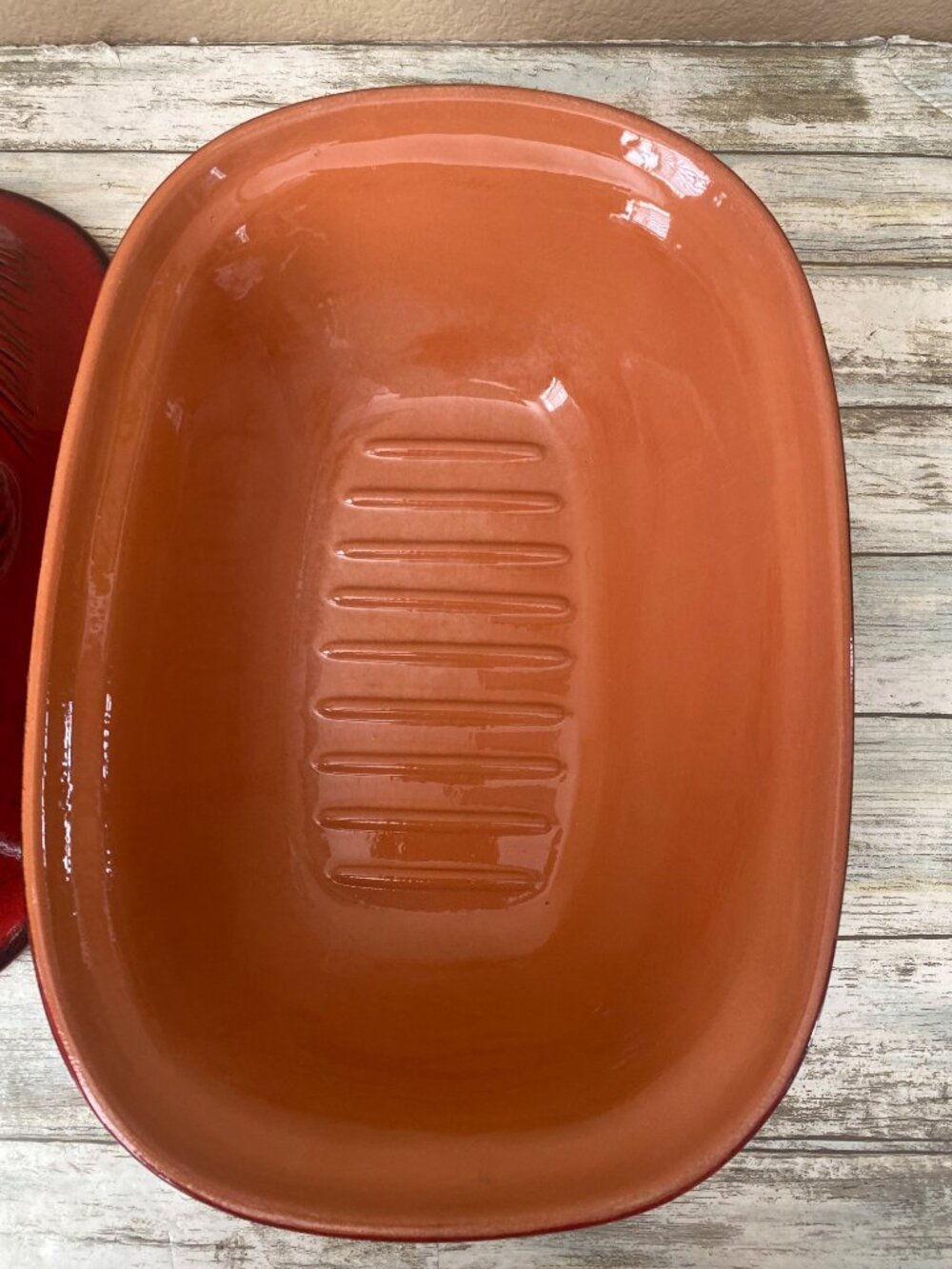 Tabularasa Ceramic Red Hen Roaster Casserole Pan Dish Vintage Italy – No Rack - Picture 7 of 10